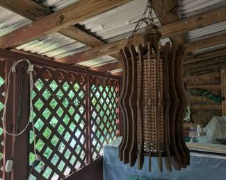 Vintage wooden hanging lamp