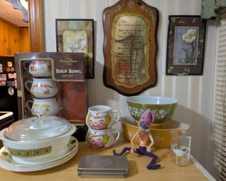 Vintage Pyrex, Purple pie man, Campbell's soup, etc.