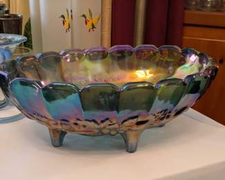 Indiana Blue Carnival Glass fruit bowl