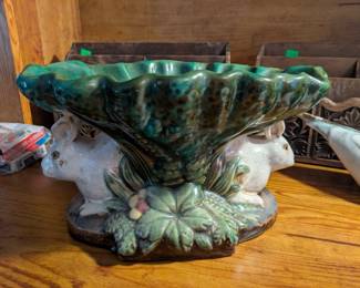 Majollica rabbit centerpiece