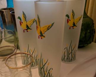 Libbey Frosted Flying duck highball glasses, set of 4