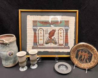 CT298Egyptian Papyrus Painting And More