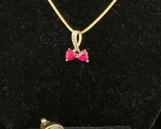 CT292VGold, Red Stone Diamond Trio