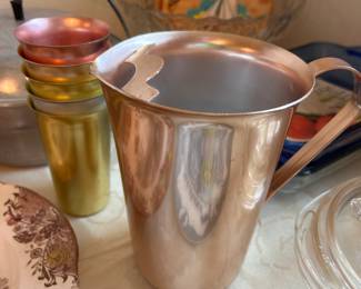COLOR CRAFT ALUMINUM PITCHER AND GLASSES