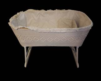 Redmon Rolling Wicker Baby Bassinet For Dolls Toys
