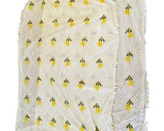 Two Vintage Yellow Tulip Chenille Blankets