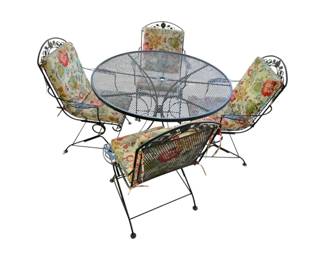Four Metal Patio Chairs Table