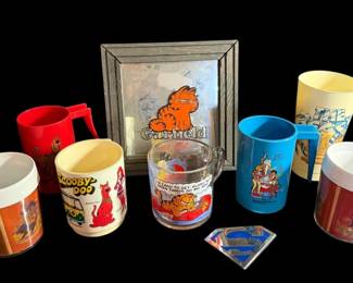 Vintage Cartoon Cups, Superman Belt Buckle More 