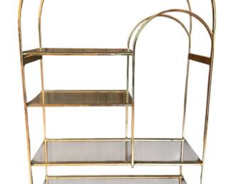 Vintage Brass Etagere with Glass Shelving