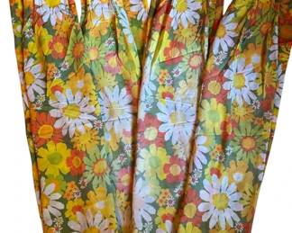 Vintage Mod Flower Power Curtains 4 Panels