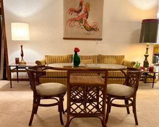 Vintage Bamboo Rattan Dinette, pristine condition.