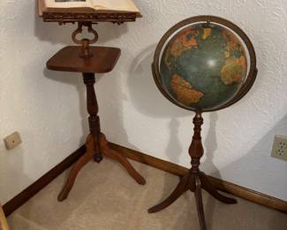 Antique Wood Book Stand, Antique globe