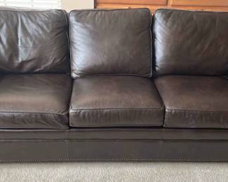Ethan Allen Brown Leather Sofa