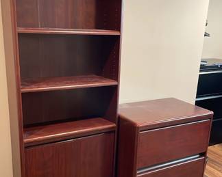 Office Wood Shelving Unit And 2 Drawer Wood Filing Cabinet