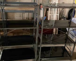 2 Metal And Glass Shelving Units