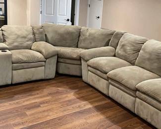 Taupe Sofa Reclining Sectional 3 Pieces Microfiber 