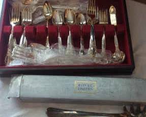 Onedia Flatware, Silver Plate Serveware, And Gerber Steak Knives