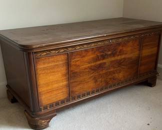 Wood Chest With Carved Decorative Trim