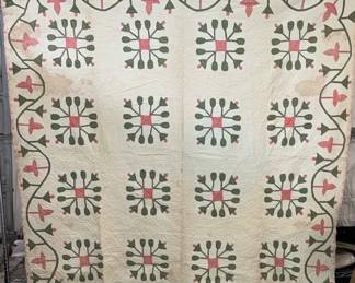 Antique Appliqued Quilt For Repaircleaning