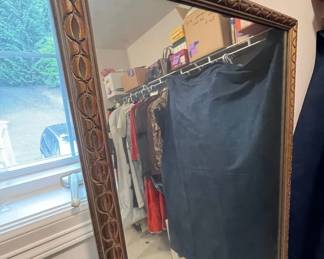 Long Mirror Carved Bronze Colored Frame