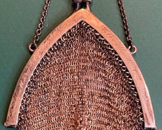 Engraved Sterling Clasped Tiny Chainmail Purse
