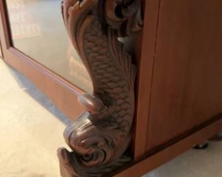 Antique Mahogany Two Door Display Bookcase Library Cabinet