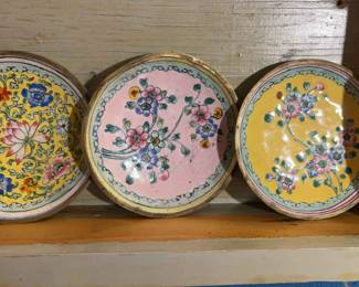 Three Copper Cloissone Dishes Chinese Qing Dynasty