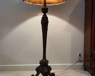 Antique Carved Wood Floor Lamp