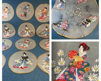 Yamato Antique Hand Painted Silk Women In Kimono