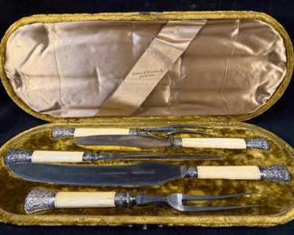 19thc Harrison Bros Howson Five Piece Carving Set