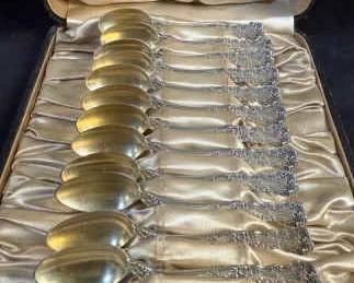 12 Sterling Monogrammed Teaspoons