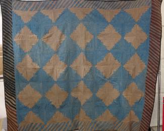 Antique Quilt Log Cabin Pattern With Stripes