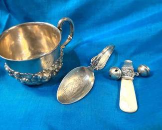 Sterling Childs Cup, Spoon And Rattle