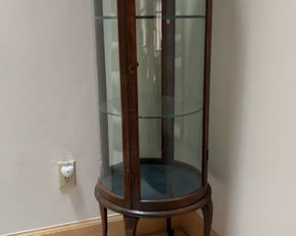 Round Curio Cabinet with Thick Glass Shelves