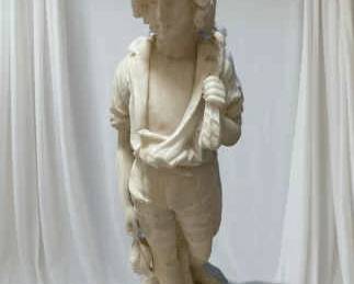 Italian Carved Marble Statue Similar to Neapolitan Fisher Boy