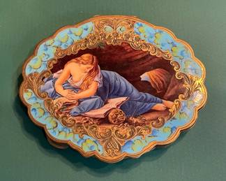 Antique Italian Enamel And Gilded 800 Silver Compact