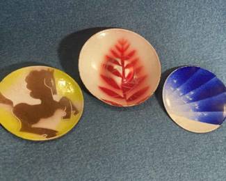 Three Small Enameled Plates By Winter