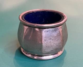 Cobalt Glass And Sterling Silver Pot