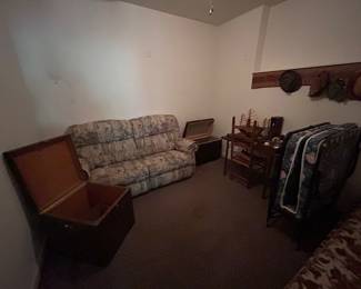 Couch and storage boxes