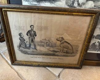 Currier and Ives the "Old Bull Dog on the Right Track" 1864 print