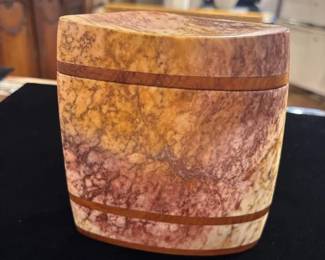 Susan Zalkind and Paul Hawkins carved stone box 
