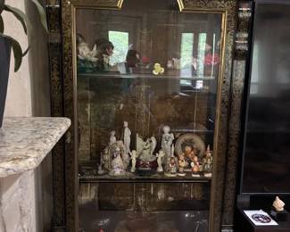 Pair of beautiful antique cabinets with original velvet interior.