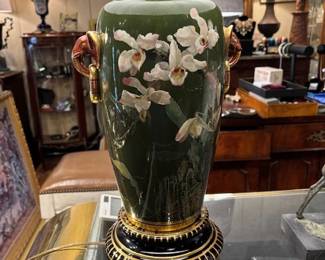 Pair of beautiful Minton lamps hand painted and signed by Richard Pilsbury .
