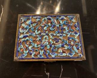 Chinese cloisonne enamel box for trinkets or cards...