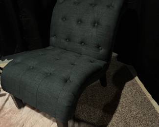Navy linen texture pair of tufted chairs like new