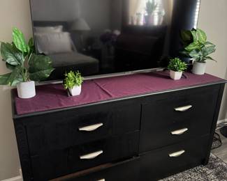 Black dresser w/ matching night stand & TV