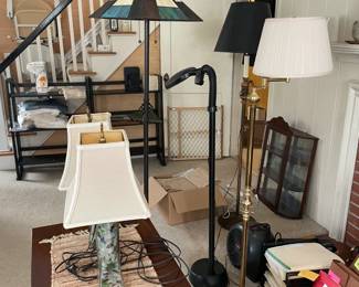 seaglass lamps, brass floor lamp, glass shade floor lamp