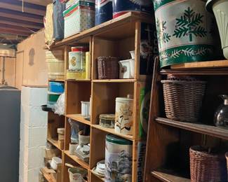 vintage collectible tins and baskets