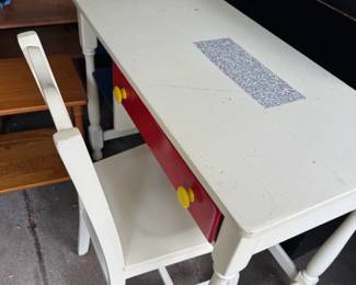 wooden painted children's desk and chair