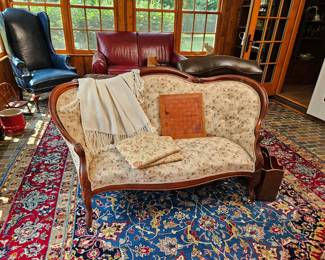 Victorian Settee, Leather Furniture.